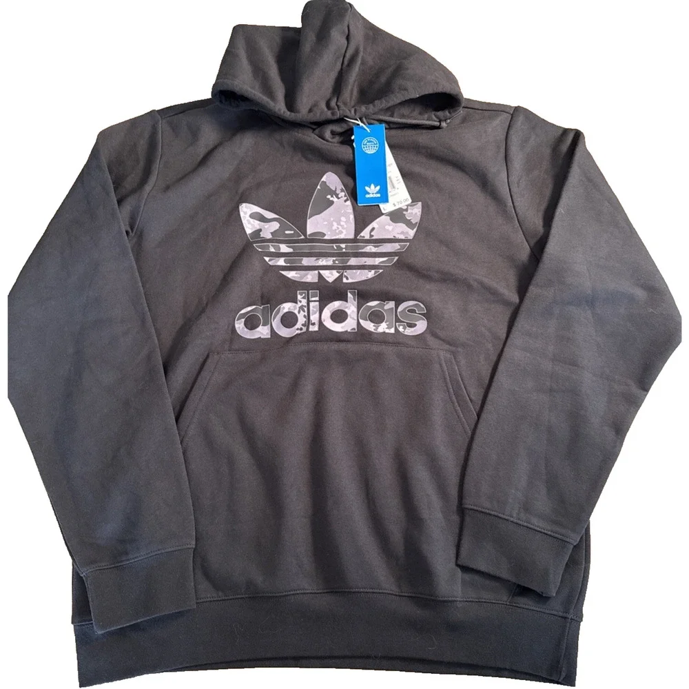 Adidas Originals Men's Trefoil Graphics Camo Infill Fleece Hoodie Black L